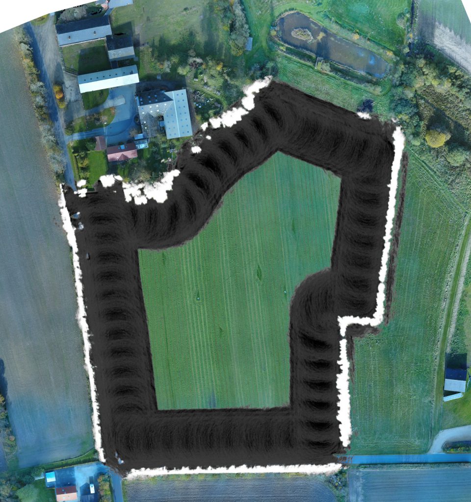 The same orthophoto with the obstacle map overlaid